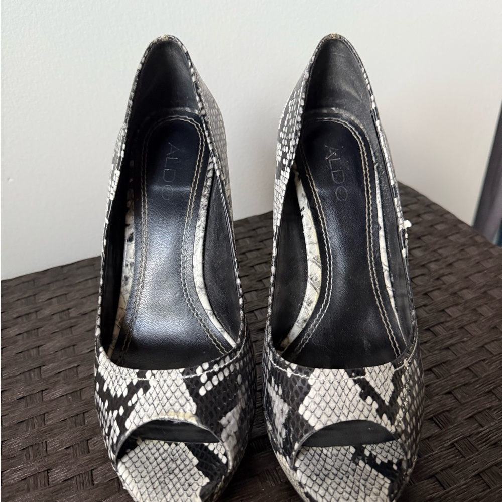 Aldo Monochrome Snake Print Heels